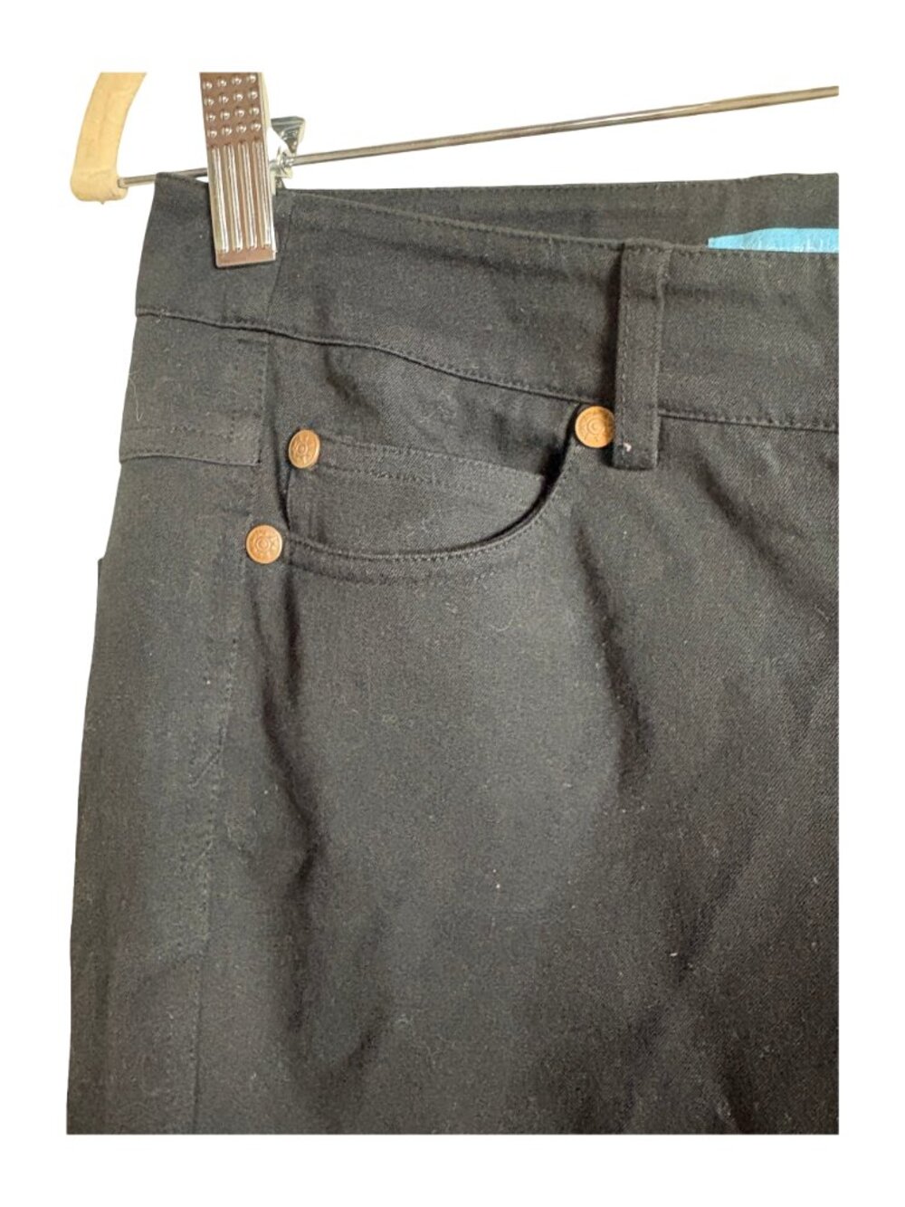 J.McLaughlin Compass Button Black Stretch Straight Leg Pants Women’s Size 4 - Picture 3 of 7